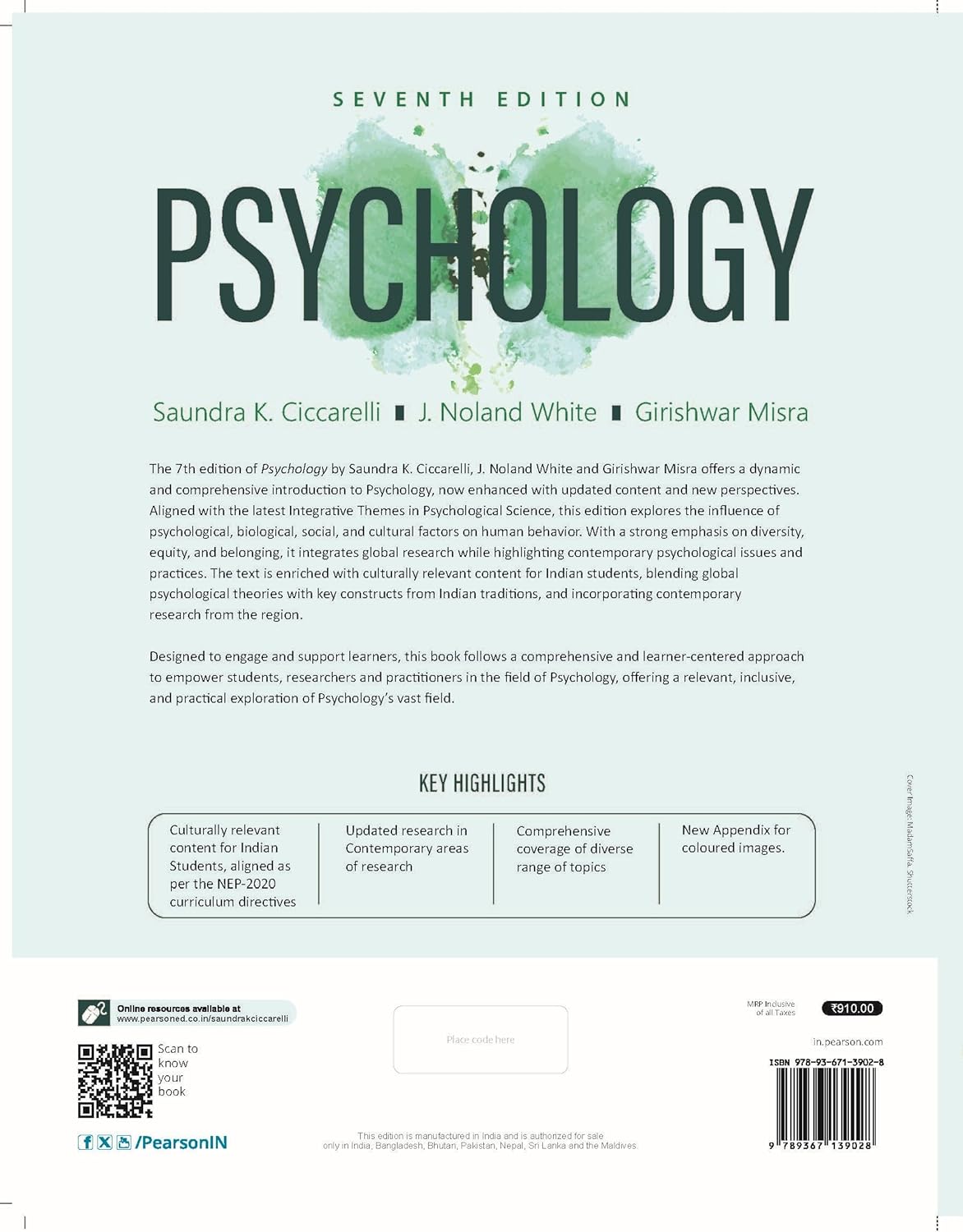 Pearson Psychology NEP 2020 Curriculum Directives (7th Edition) Comprehensive Guide for Students & Educators| English Medium