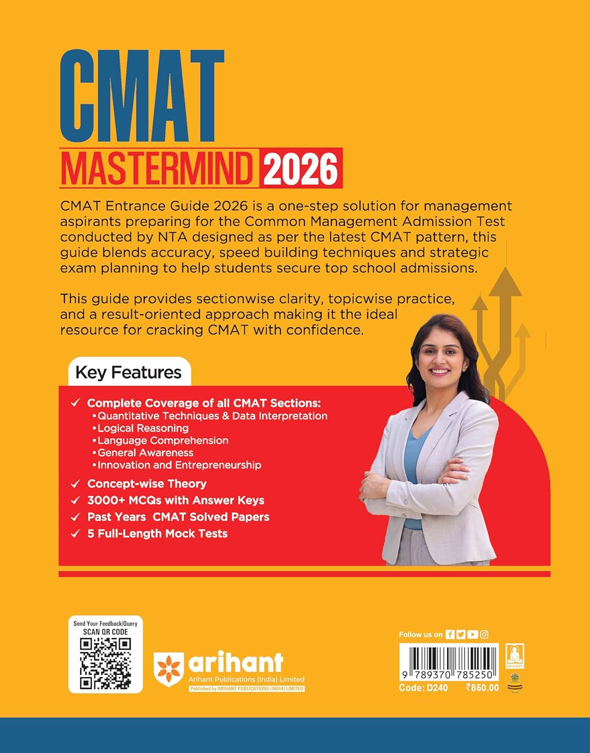Arihant CMAT Mastermind 2026 | 3000+ MCQs & 5 Mock Tests | English Medium