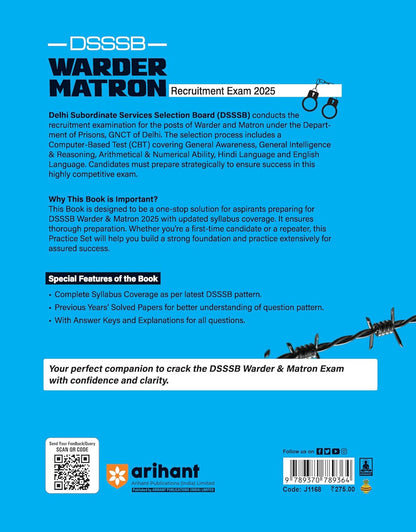 Arihant DSSSB Warder & Matron Recruitment Exam 2025 | 10 Practice sets | English medium