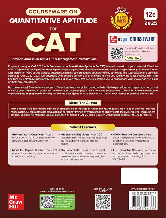 TMH - Courseware on Quantitative Aptitude (12th Edition) 2025 By Arun Sharma (English Medium)