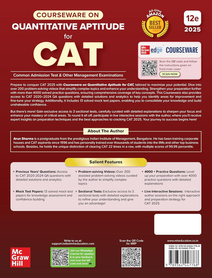 TMH - Courseware on Quantitative Aptitude (12th Edition) 2025 By Arun Sharma (English Medium)
