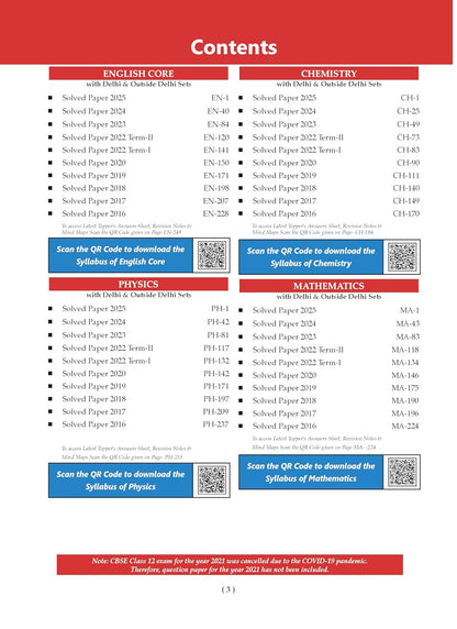 Oswaal CBSE (Class-12) 10 Years Solved Papers (2016–2025) Set of English, Physics, Chemistry & Mathematics 2026[English]