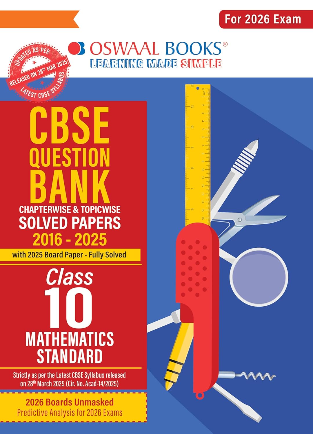 Oswaal CBSE Question Bank Class 10 Mathematics | Solved Papers 2016–2025