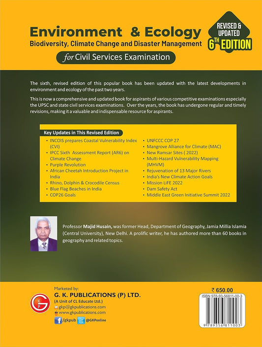 GK Publications Environment & Ecology for Civil Services Examination by Majid Husain | 6th Edition | English Medium