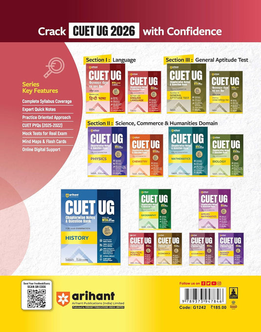 Arihant CUET UG 2026 Political Science Chapterwise Notes & Question Bank | English Medium