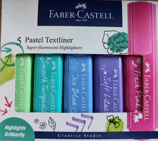 Faber-Castell Textliner Pastel Superfluorescent Highlighters (Pack of 5)