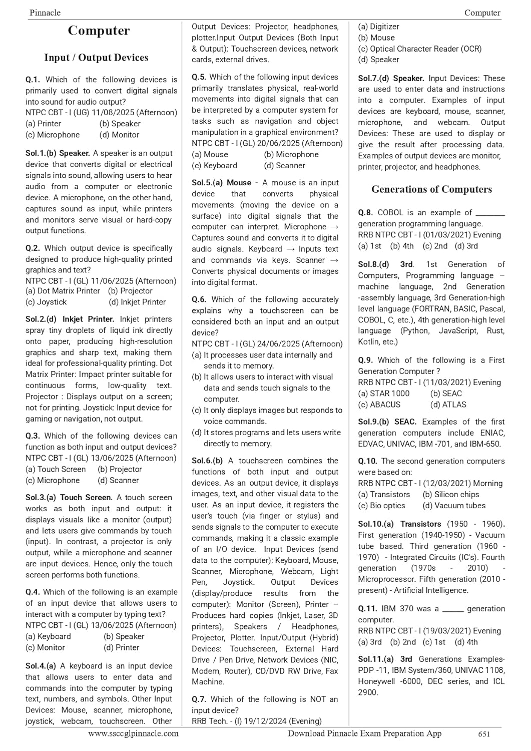 Pinnacle - Railway General Studies | 7100+ MCQs (PYQ) Chapter-wise (3rd Edition) English Medium