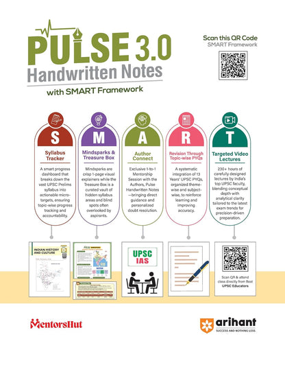 Arihant PULSE 3.0 UPSC Prelims 2026 Handwritten Notes – UPSC Through Maps | English Medium