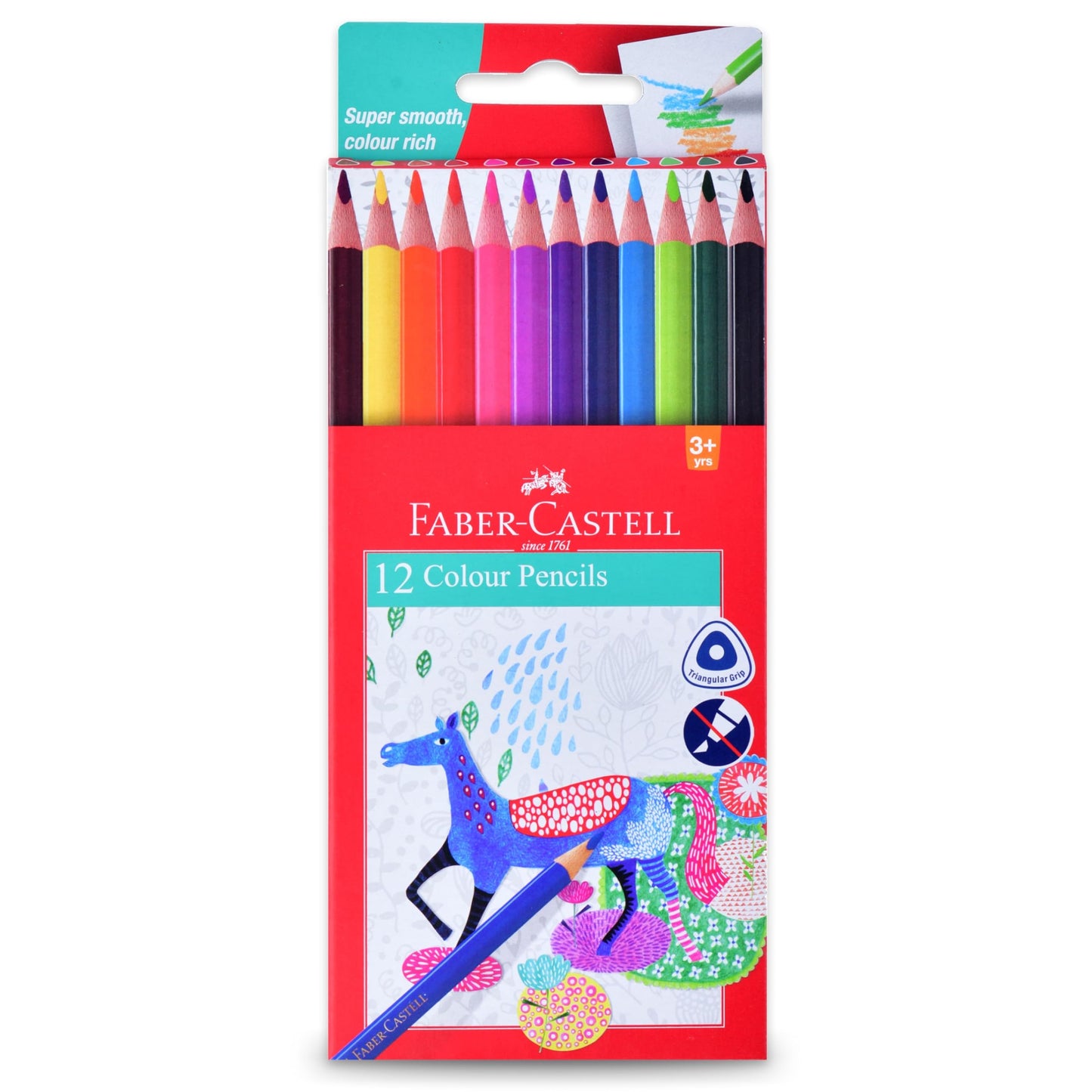 Faber-Castell Colour Pencils 12 Colours | Smooth & Vibrant Colour Pencils