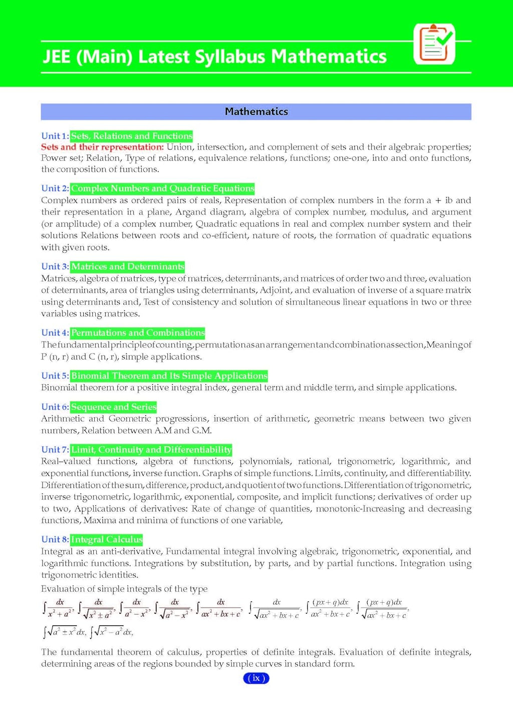 Oswaal NCERT JEE (Main) FLEX Mathematics (English Medium)