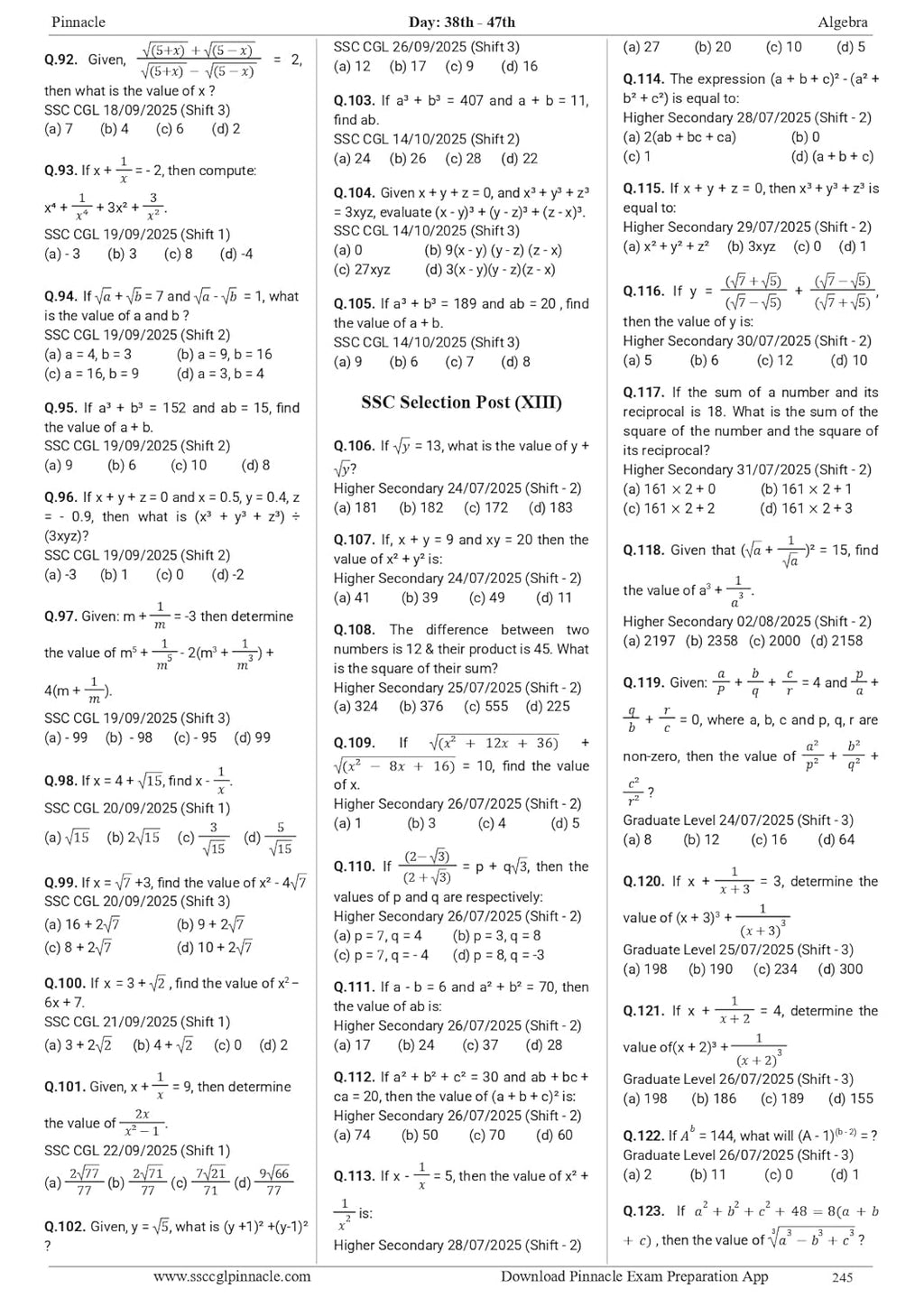 Pinnacle SSC Maths Chapter-Wise 6800+ebp MCQs 8th Edition (English Medium)