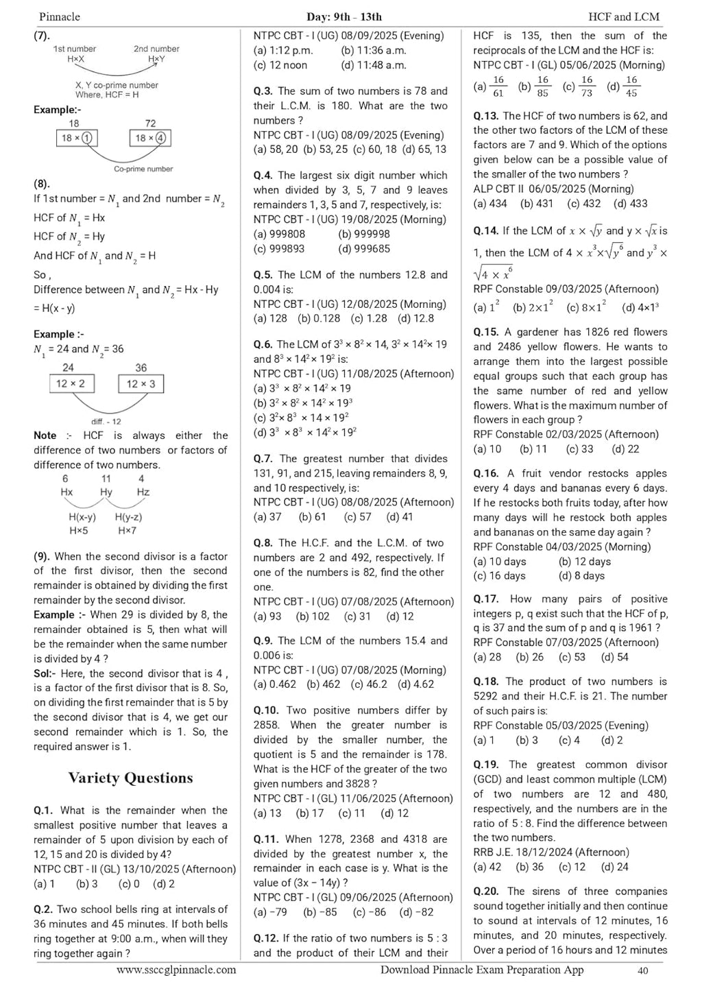 Pinnacle - Railway Maths Book 2026 (3rd Edition) 6200+ MCQs (PYQ) English Medium
