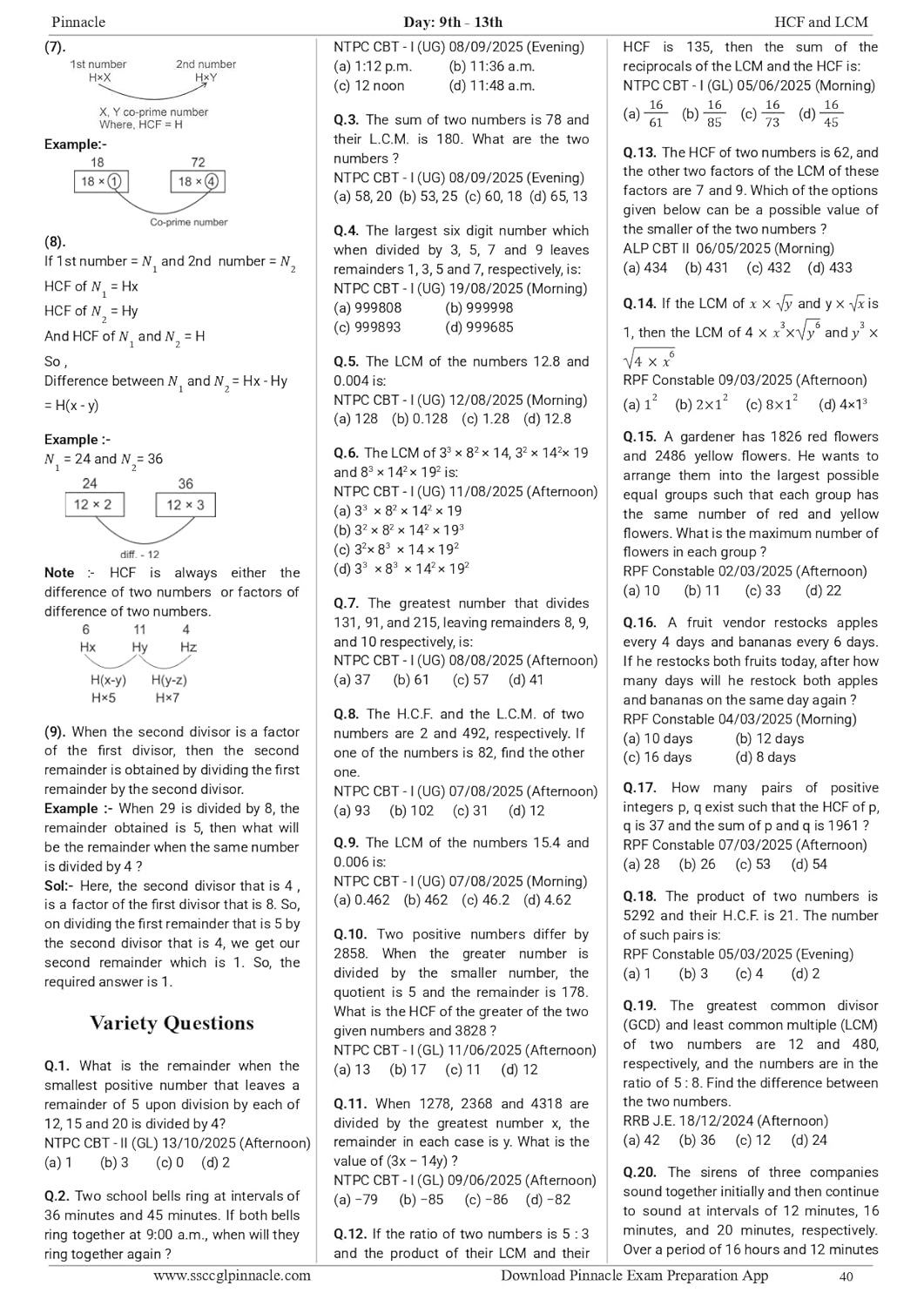 Pinnacle - Railway Maths Book 2026 (3rd Edition) 6200+ MCQs (PYQ) English Medium
