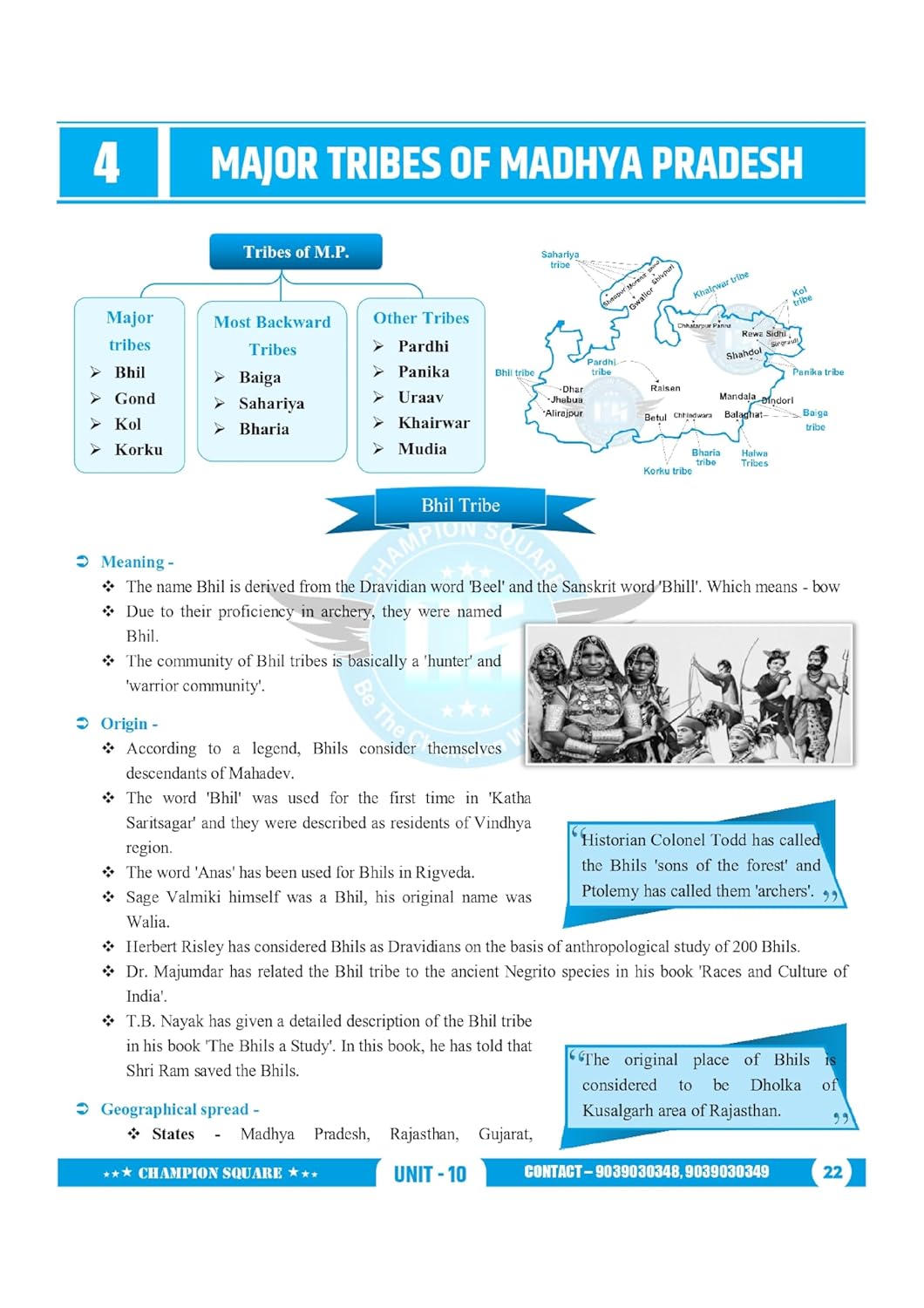 Champion Square – MPPSC Prelims (Unit–10) Tribes of Madhya Pradesh | English Medium