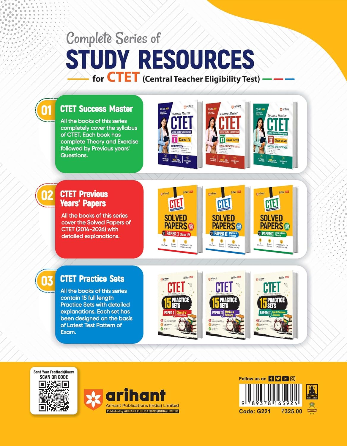 Arihant CTET 15 Practice Sets Paper II Maths & Science 2026 Edition (English Medium)