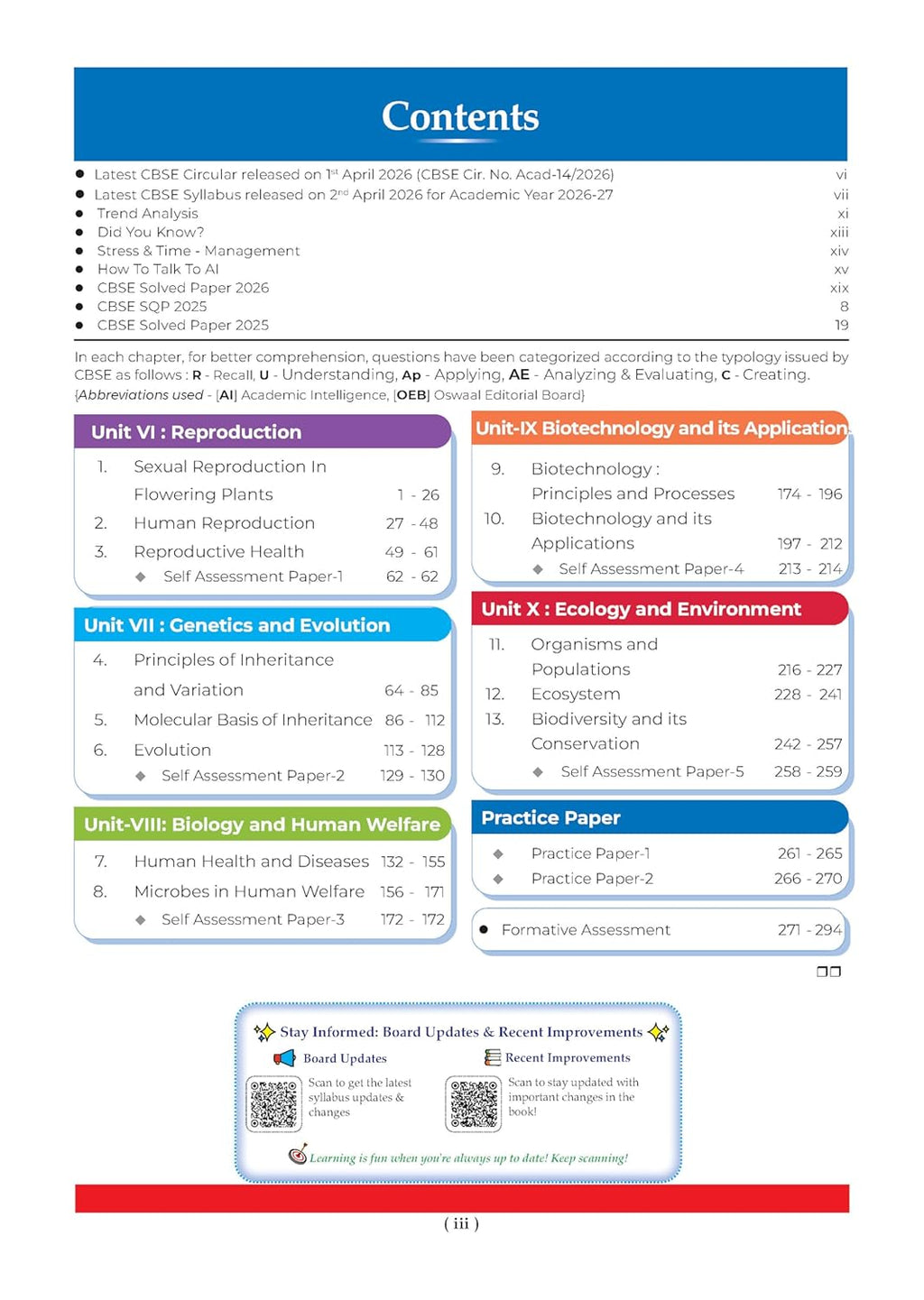 Oswaal CBSE Class 12 Biology Question Bank (2017–2026) | Chapter & Topic-wise Solved Papers | Includes 2026 Papers | Latest Syllabus 2027 | For 2027 Exam