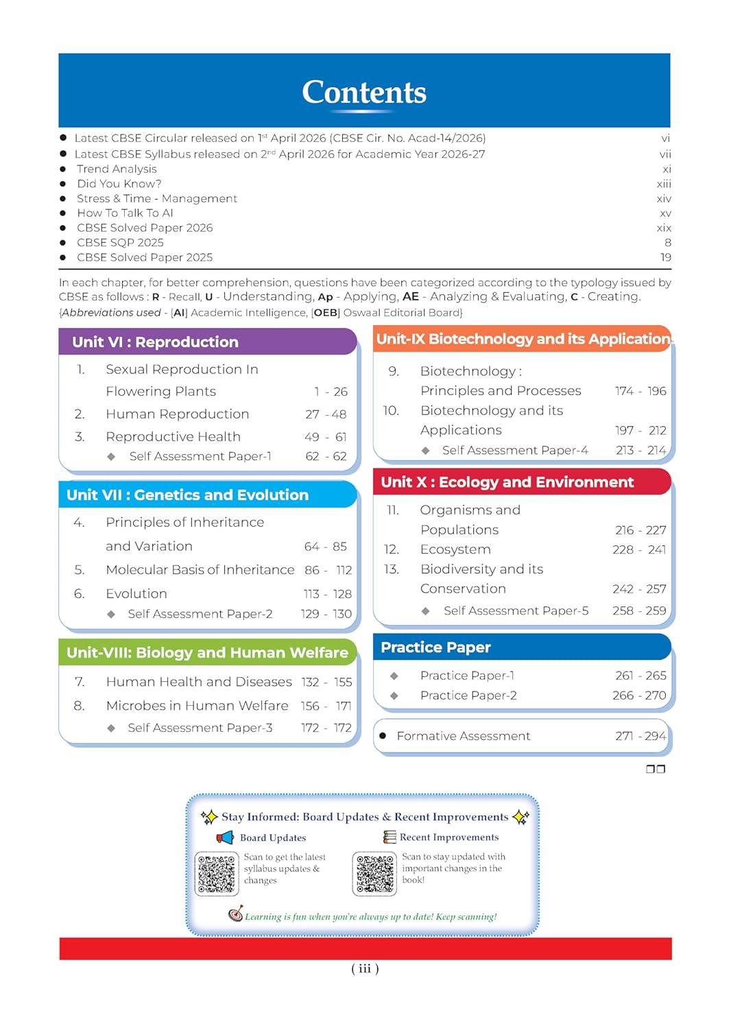 Oswaal CBSE Class 12 Biology Question Bank (2017–2026) | Chapter & Topic-wise Solved Papers | Includes 2026 Papers | Latest Syllabus 2027 | For 2027 Exam