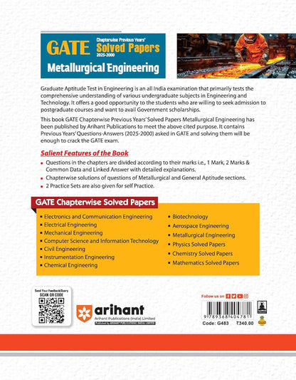 Arihant GATE Metallurgical Engineering Solved Papers By-Amritansh Frank (English)