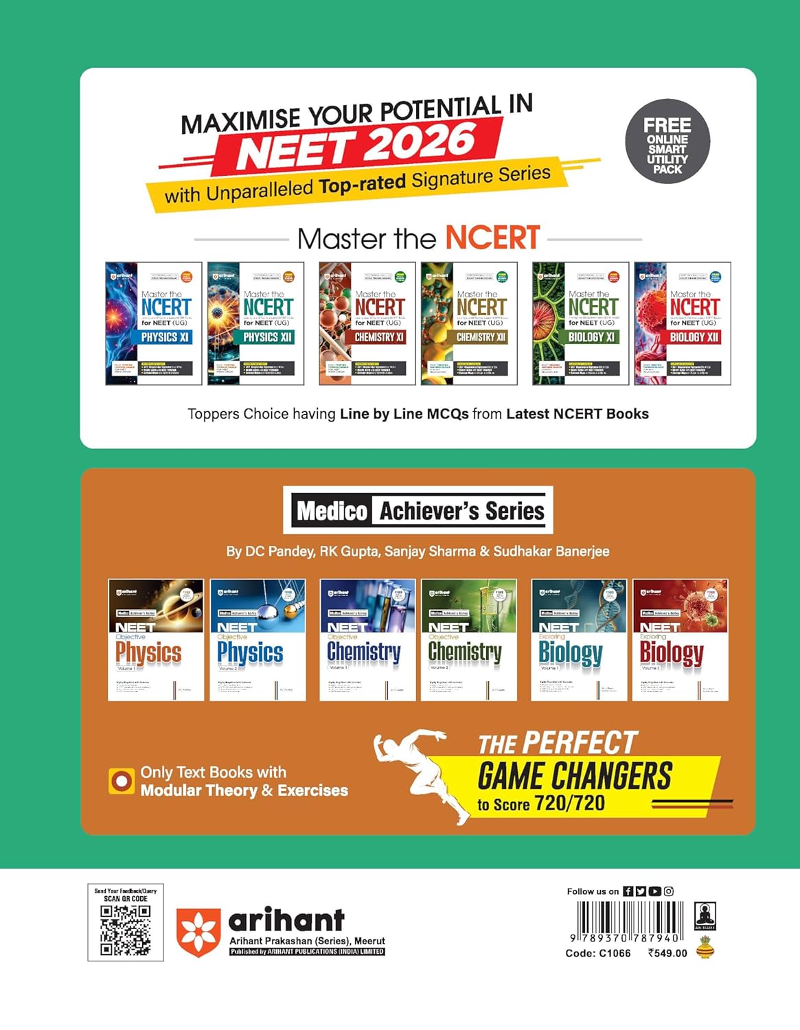 Arihant - 13 Years NEET (UG) Physics, Chemistry & Biology Chapterwise Topicwise Solved Papers [English]