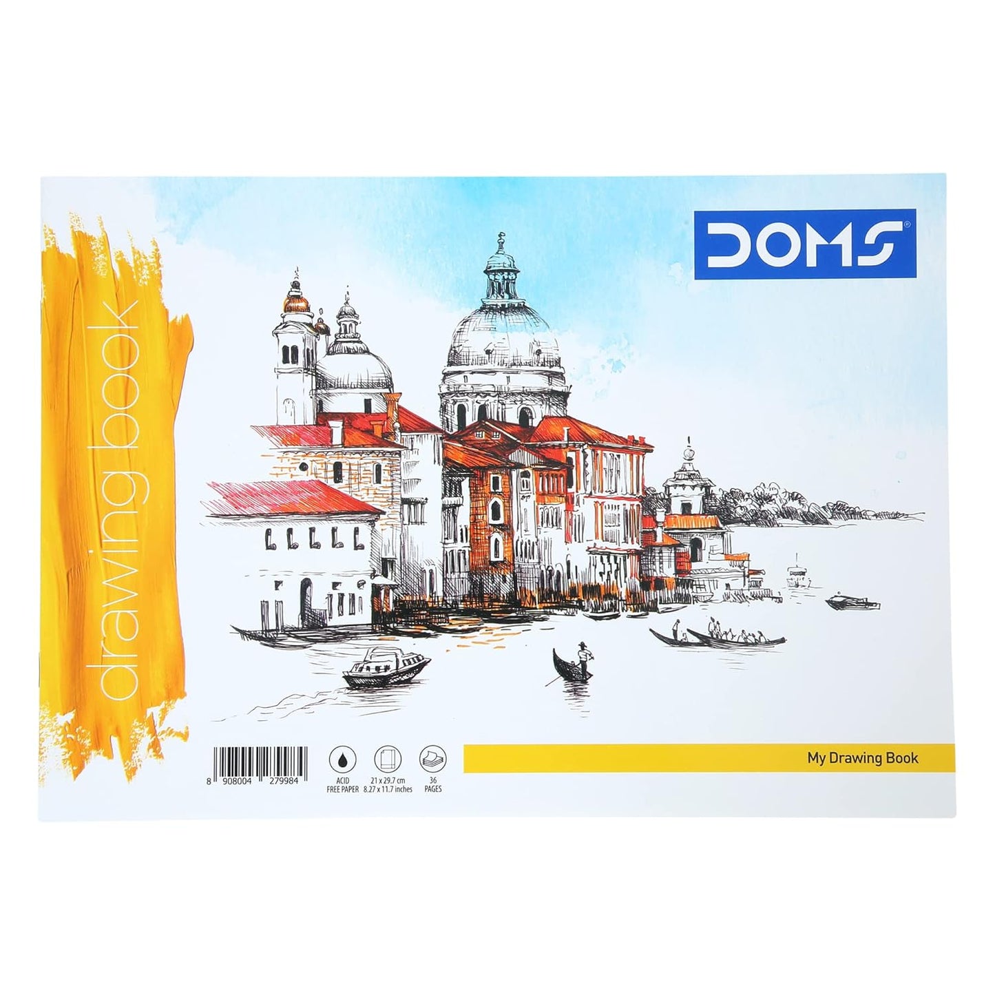 Doms Drawing Book – A4 Size (21 × 29.7 cm), 36 Pages | Plain Drawing Paper