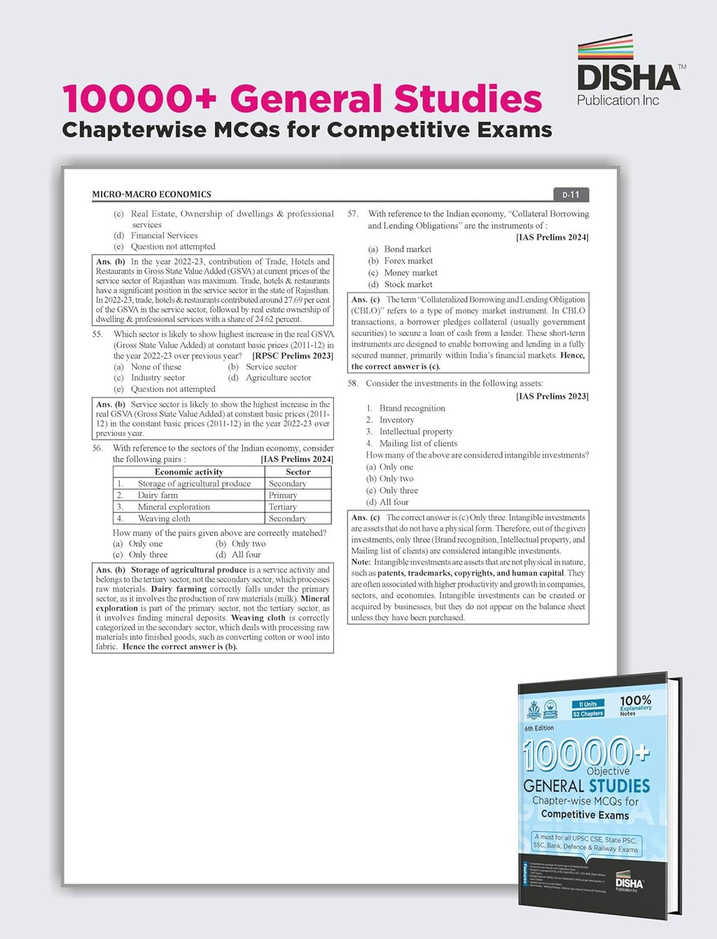 Disha - 10000+Objective General Studies | Chapter-wise MCQs (6th Edition) English Medium
