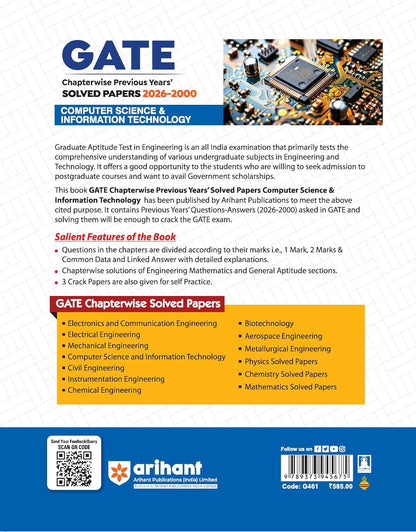 Arihant GATE Computer Science & Information Technology Chapterwise Previous Years' Solved Papers (2000–2026) By Nitesh Jain | (English Medium)