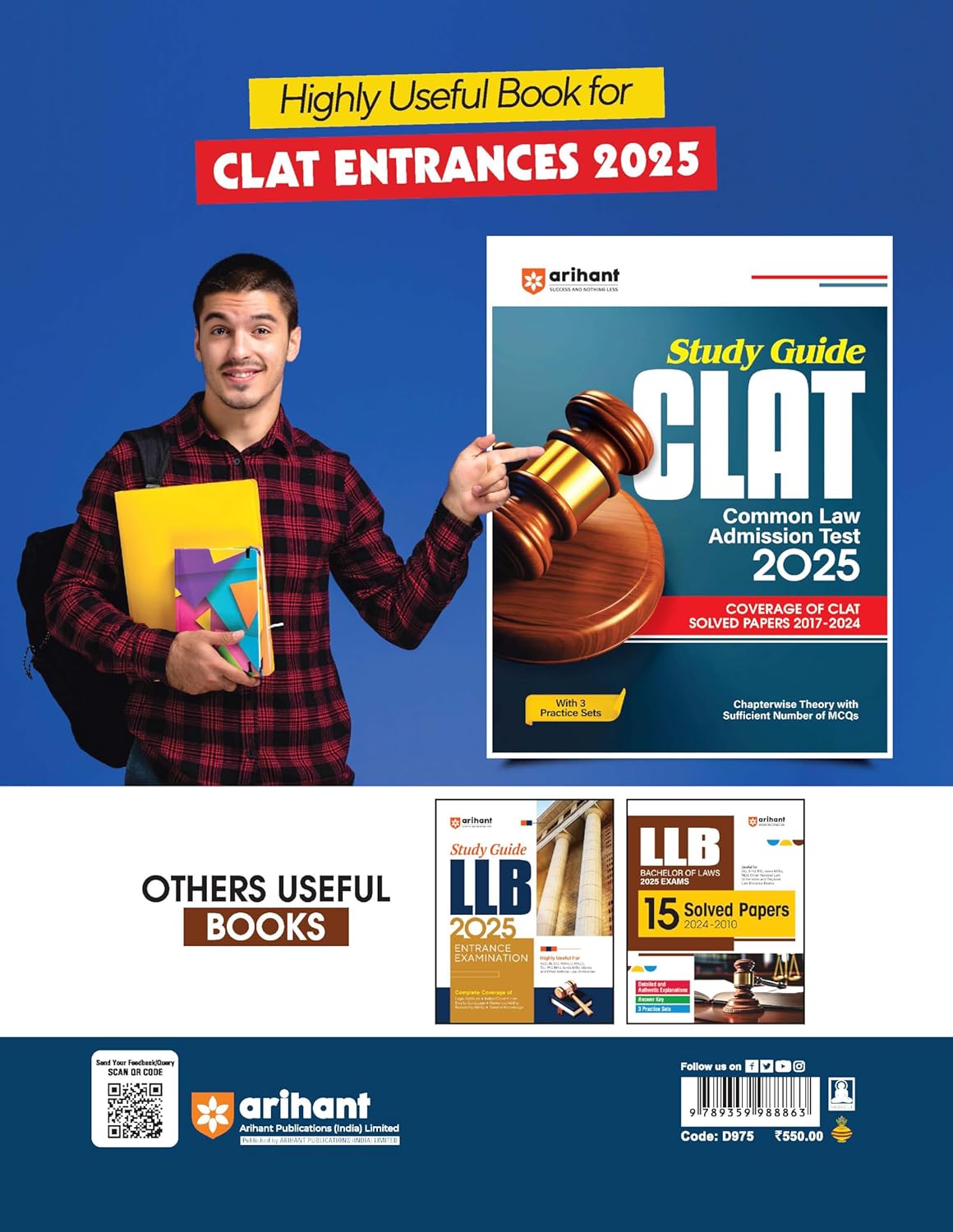 Arihant New Pattern CLAT 2025 - 12 Practice Sets | English Medium