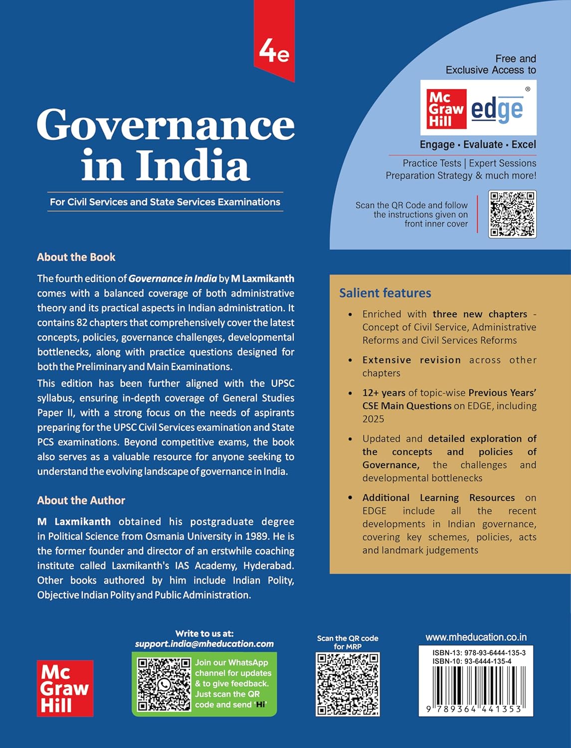 TMH - Governance in India by M. Laxmikanth (4th Edition) English Medium