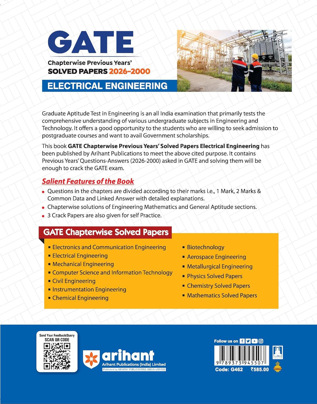 Arihant GATE Electrical Engineering Chapterwise Previous Years’ Solved Papers (2026-2000) By Manish Purbey | (English Medium)