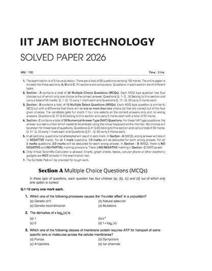 Arihant IIT JAM Biotechnology Solved Papers 3 Practice Sets Edition 2026 (English Medium)