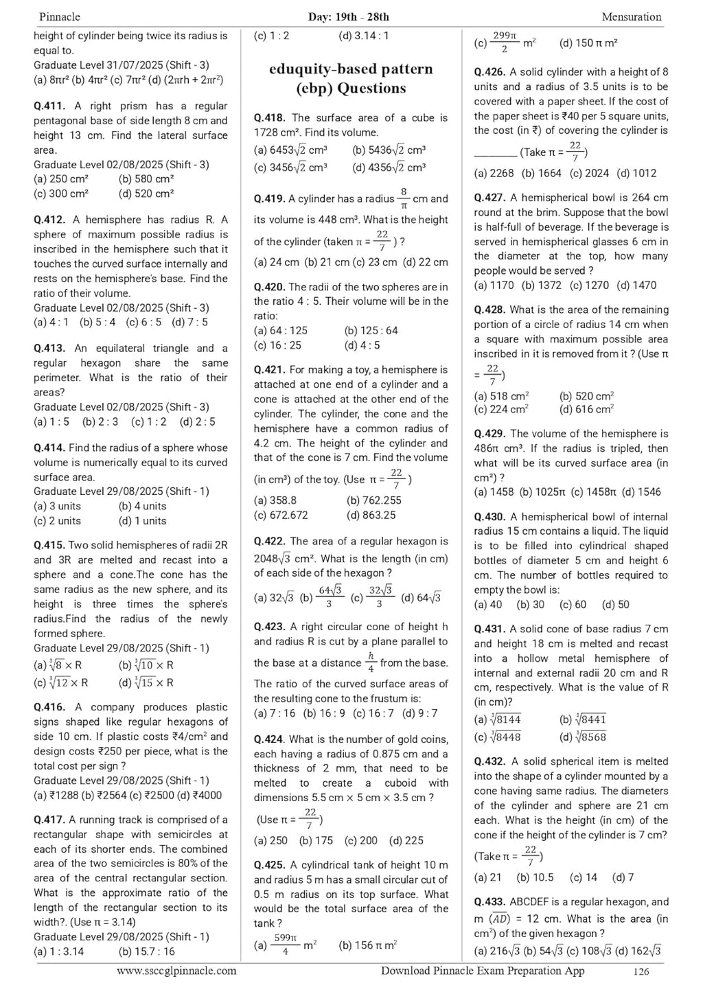 Pinnacle SSC Maths Chapter-Wise 6800+ebp MCQs 8th Edition (English Medium)