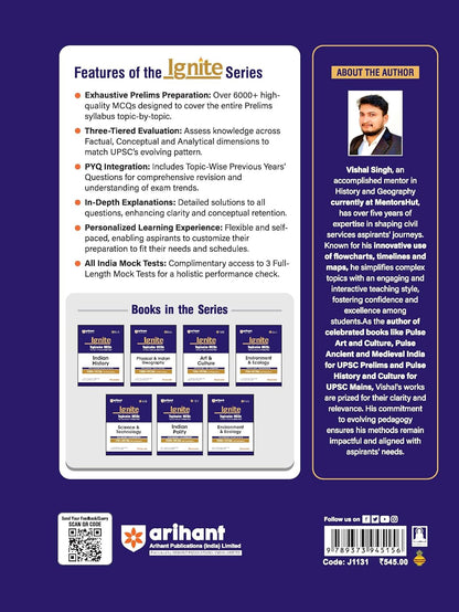 Arihant - Ignite Topicwise Indian History (1000+MCQs with Explanations) English Medium
