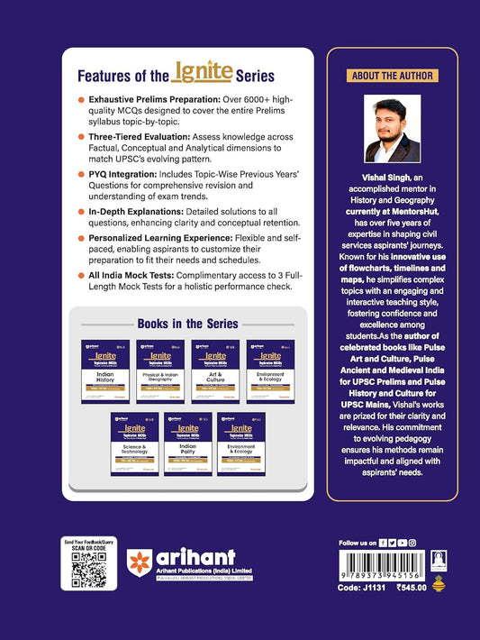 Arihant - Ignite Topicwise Indian History (1000+MCQs with Explanations) English Medium