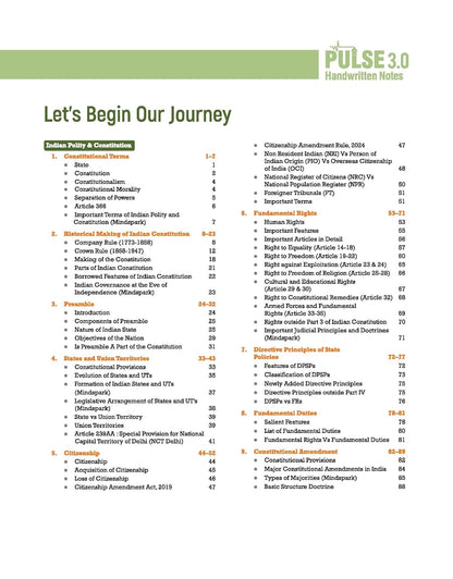 Arihant - PULSE 3.0 UPSC Prelims 2026 Handwritten Notes – Indian Polity | English Medium