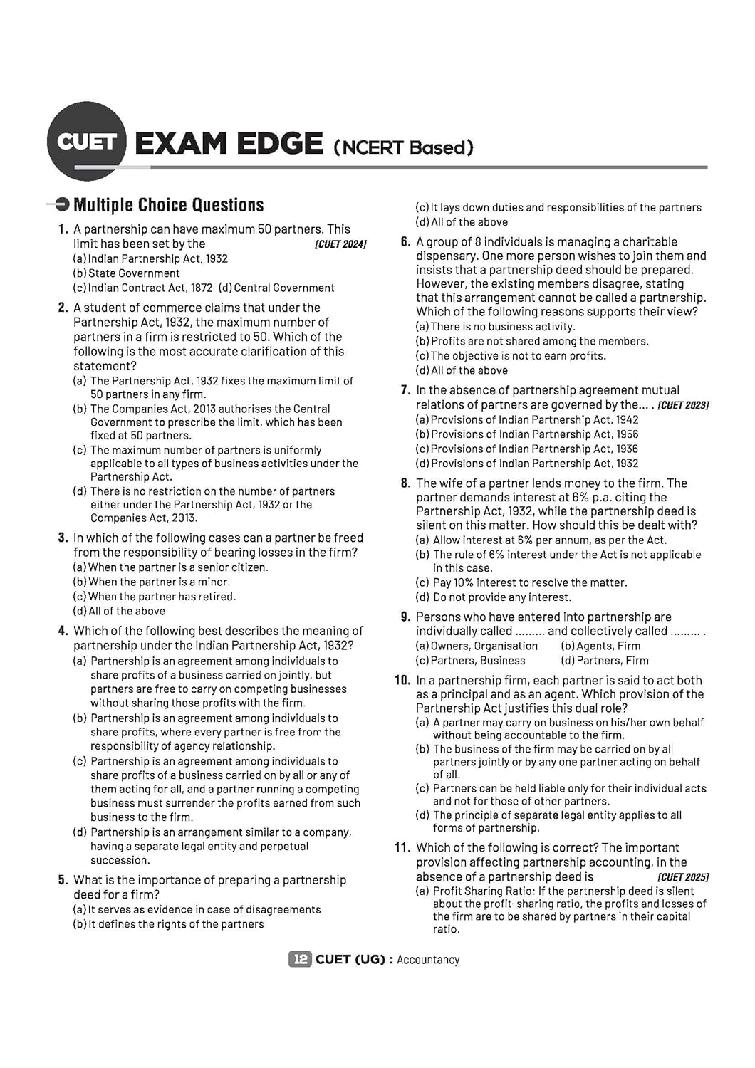 Arihant CUET UG 2026 Accountancy Chapterwise Notes & Question Bank | English Medium