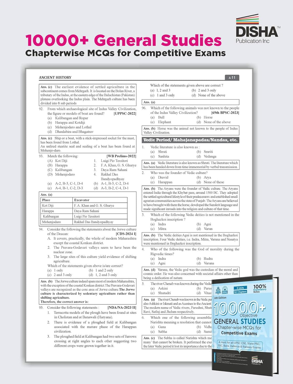 Disha - 10000+Objective General Studies | Chapter-wise MCQs (6th Edition) English Medium