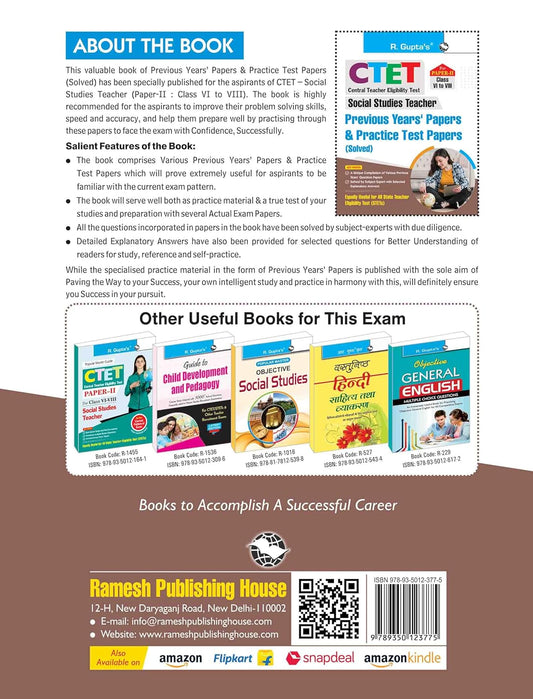 R. Gupta CTET Social Studies Teachers (Paper-2) (for Class 6 to 8) Previous Years Papers & Practice Test Papers [English]