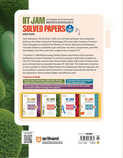 Arihant IIT JAM Biotechnology Solved Papers 3 Practice Sets Edition 2026 (English Medium)
