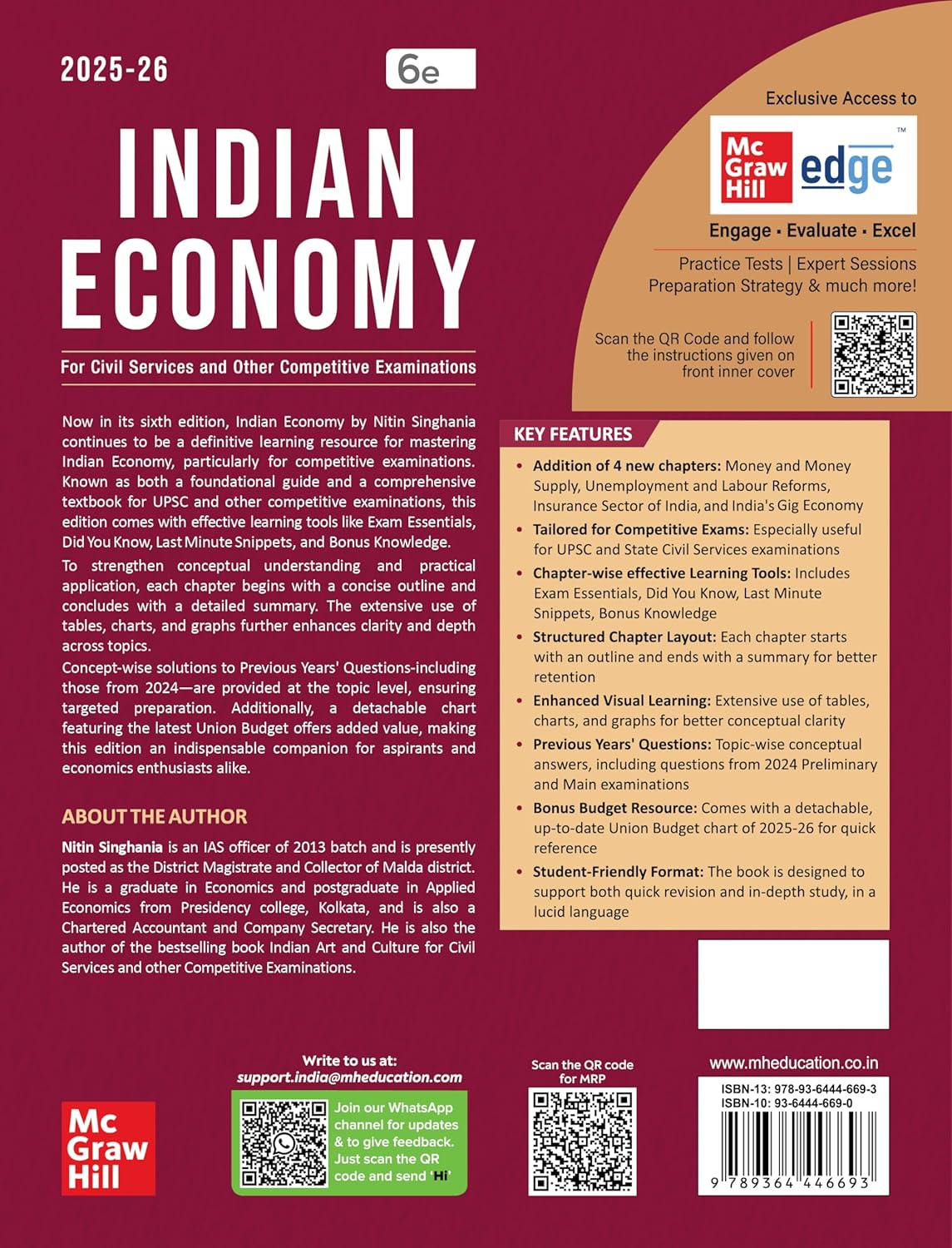 TMH - Indian Economy by Nitin Singhania (6th Edition) 2025-26 [English Medium]