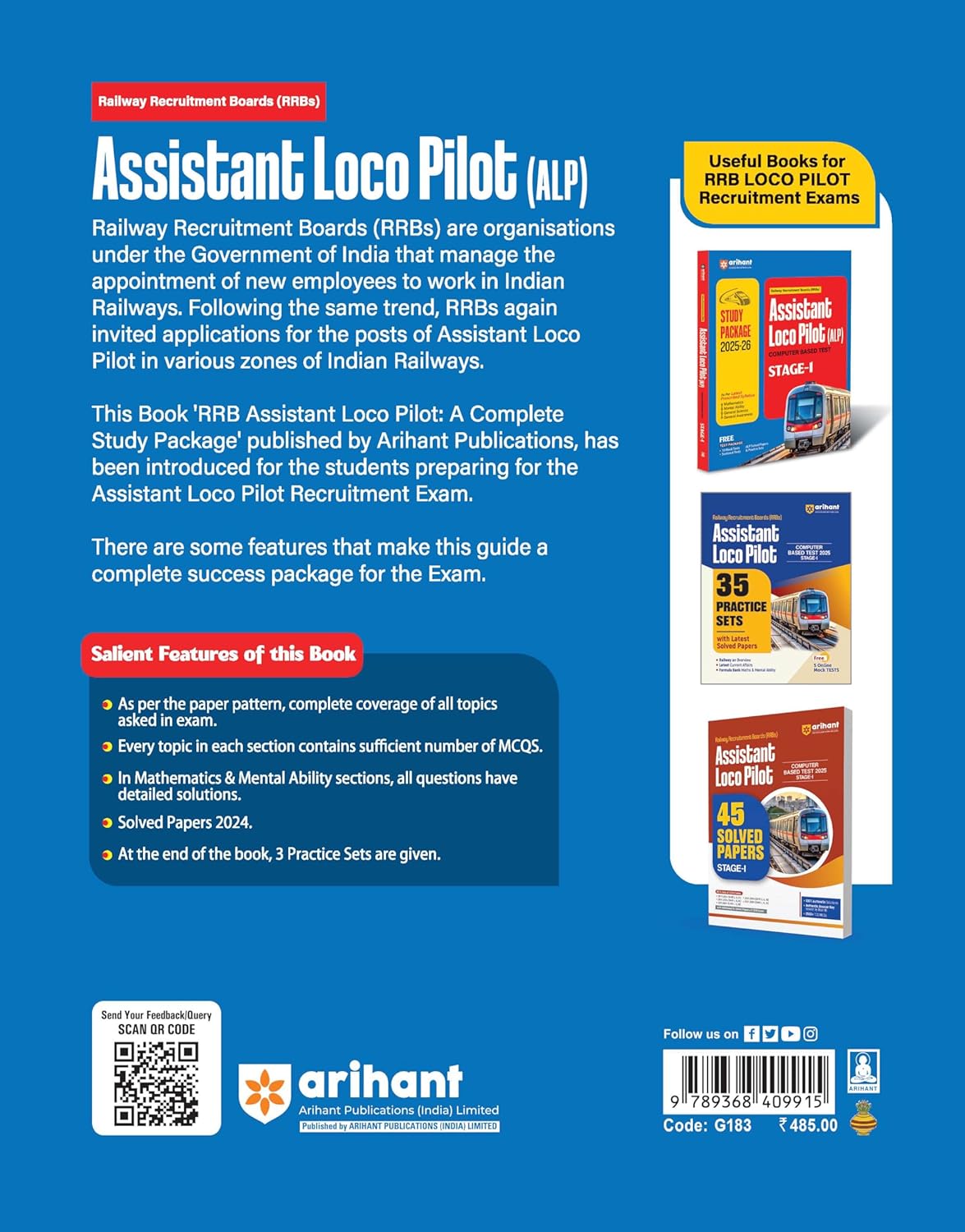 Arihant RRBs Assistant Loco Pilot (ALP) Stage-1 Study Package 2025–26 | English Medium