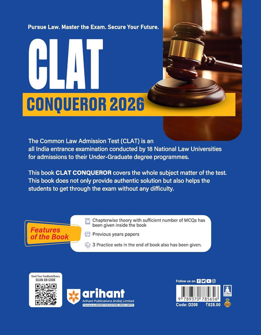 Arihant CLAT Conqueror 2026 - Common Law Admission Test | English Medium