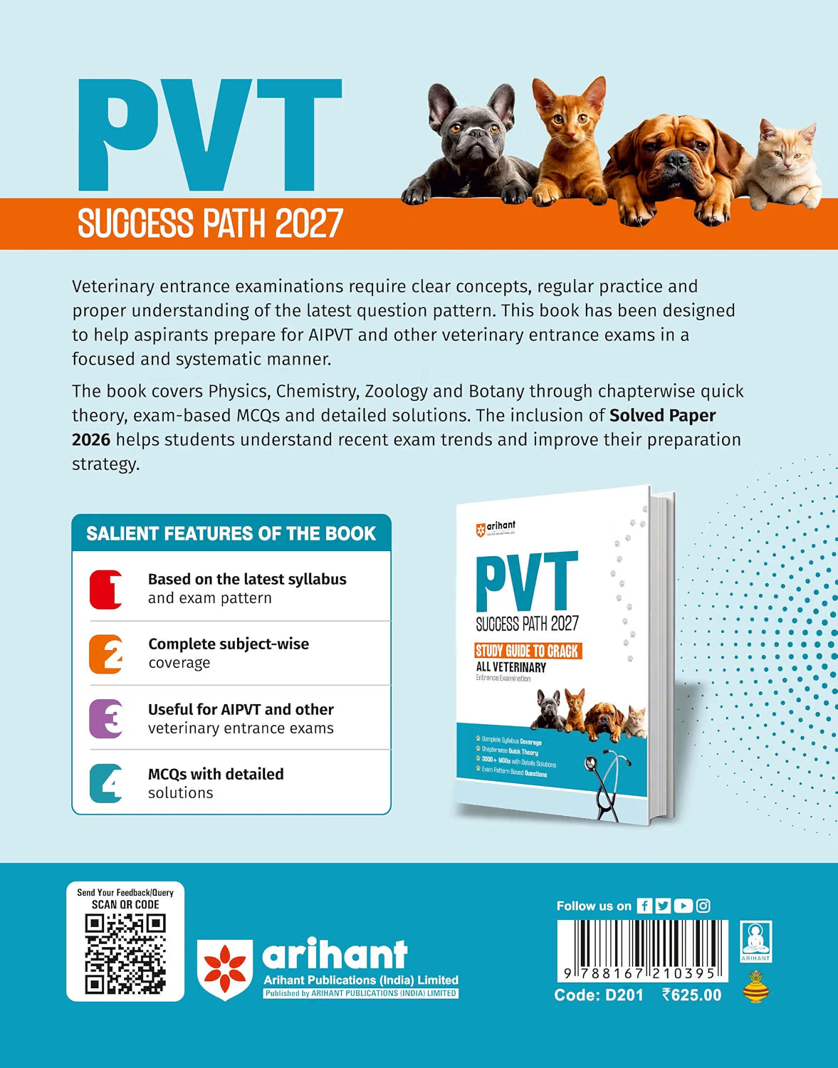 Arihant PVT Success Path 2027 All Veterinary Entrance Exams (English Medium)