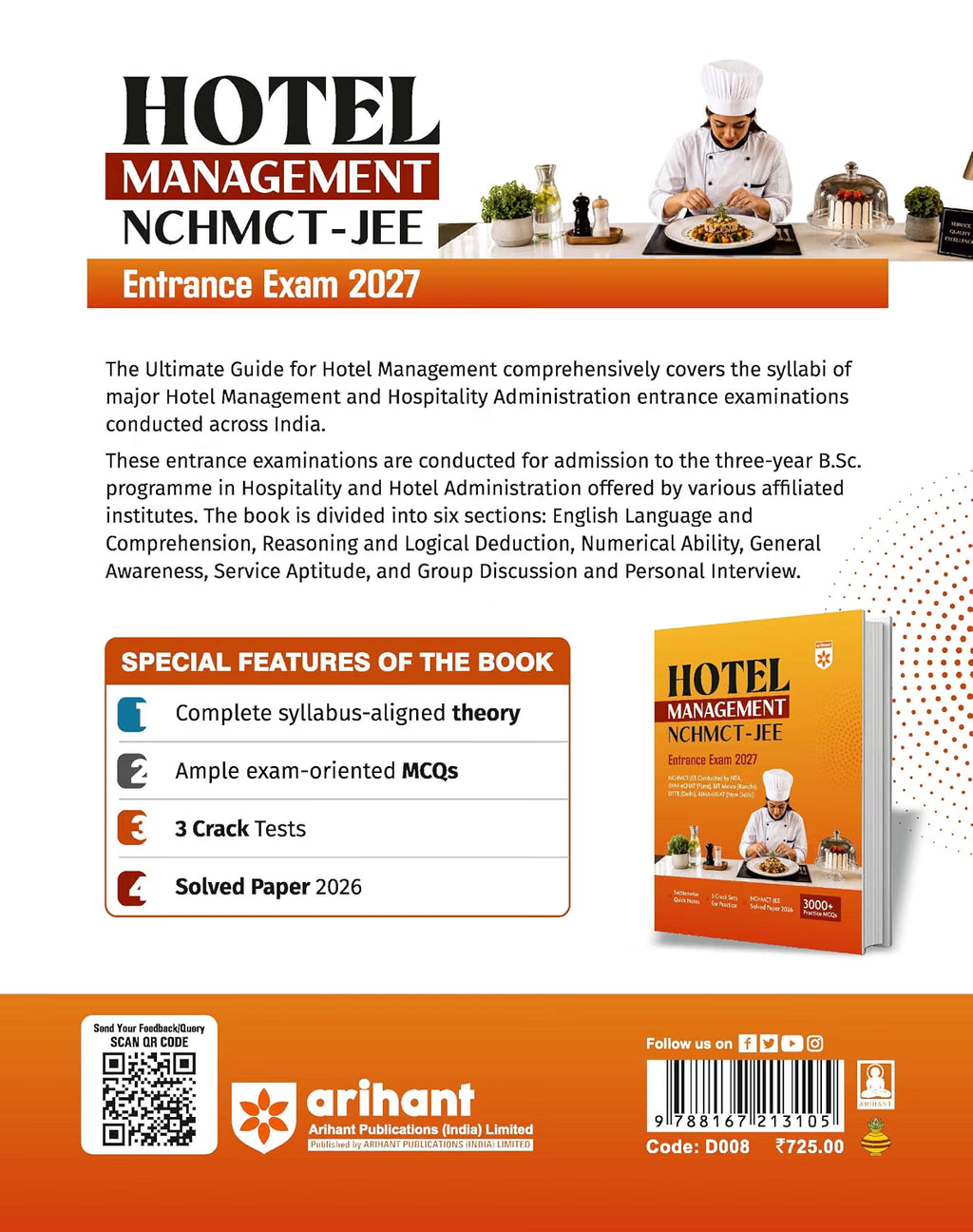 Arihant Hotel Management (NCHMCT-JEE) Entrance Exam 2027 Guide (English Medium)
