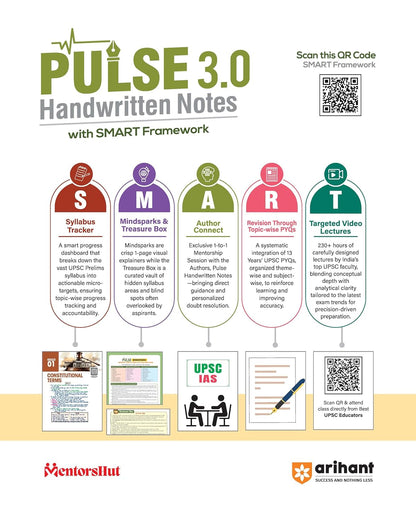 Arihant - PULSE 3.0 UPSC Prelims 2026 Handwritten Notes – Indian Polity | English Medium
