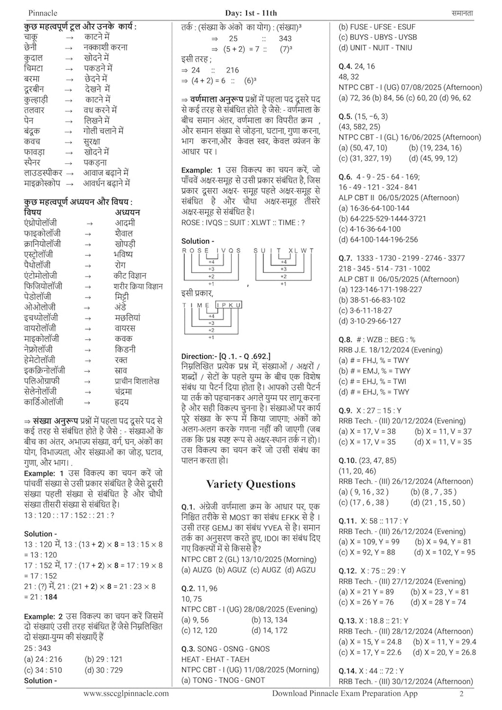 Pinnacle Railway Reasoning Book (3rd Edition) – 6300+ MCQ (PYQ) Hindi Medium
