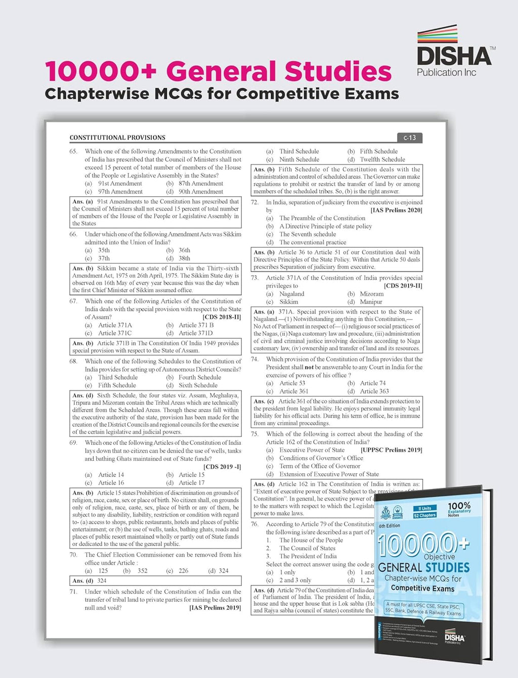 Disha - 10000+Objective General Studies | Chapter-wise MCQs (6th Edition) English Medium
