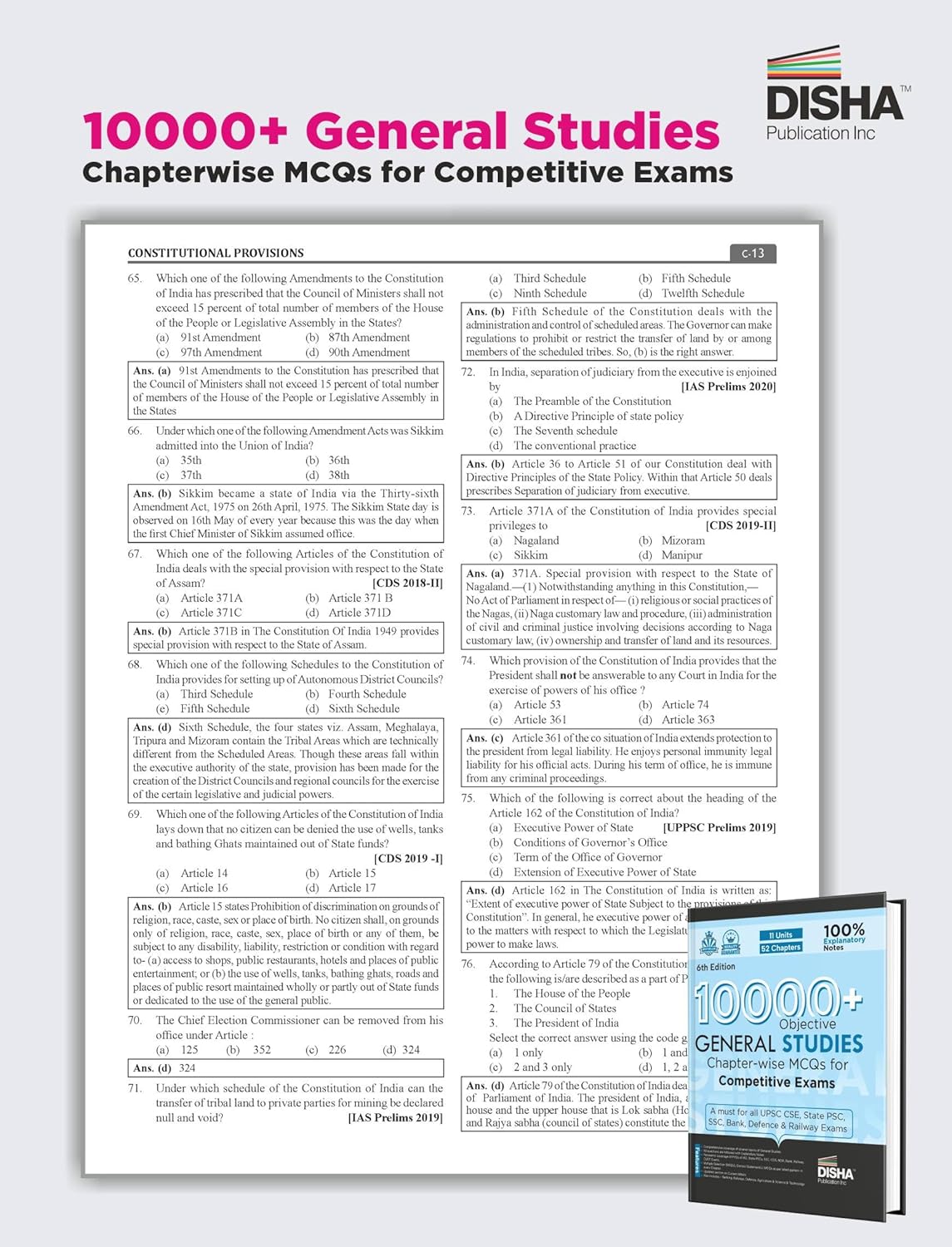 Disha - 10000+Objective General Studies | Chapter-wise MCQs (6th Edition) English Medium