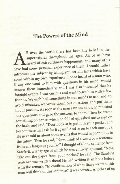 The Power of the Mind – Swami Vivekananda (paperback english )