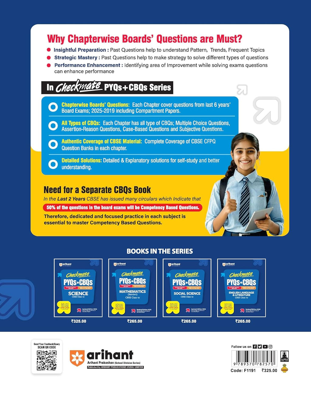 Arihant - Checkmate PYQs+CBQs Science Class 10 (Updated Edition 2026) English Medium