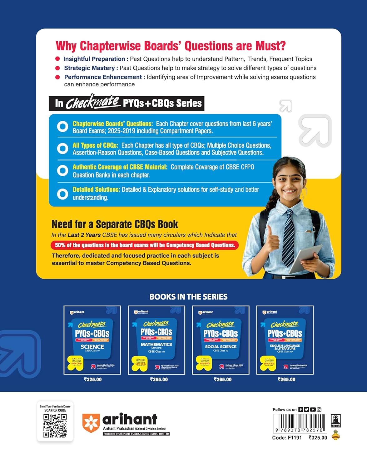 Arihant Checkmate PYQs + CBQs Science Class 10 (Updated Edition 2026) | English Medium